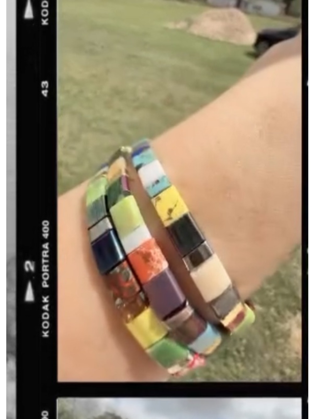 Colorful Tile Stretch Bracelet Set - Multicolor